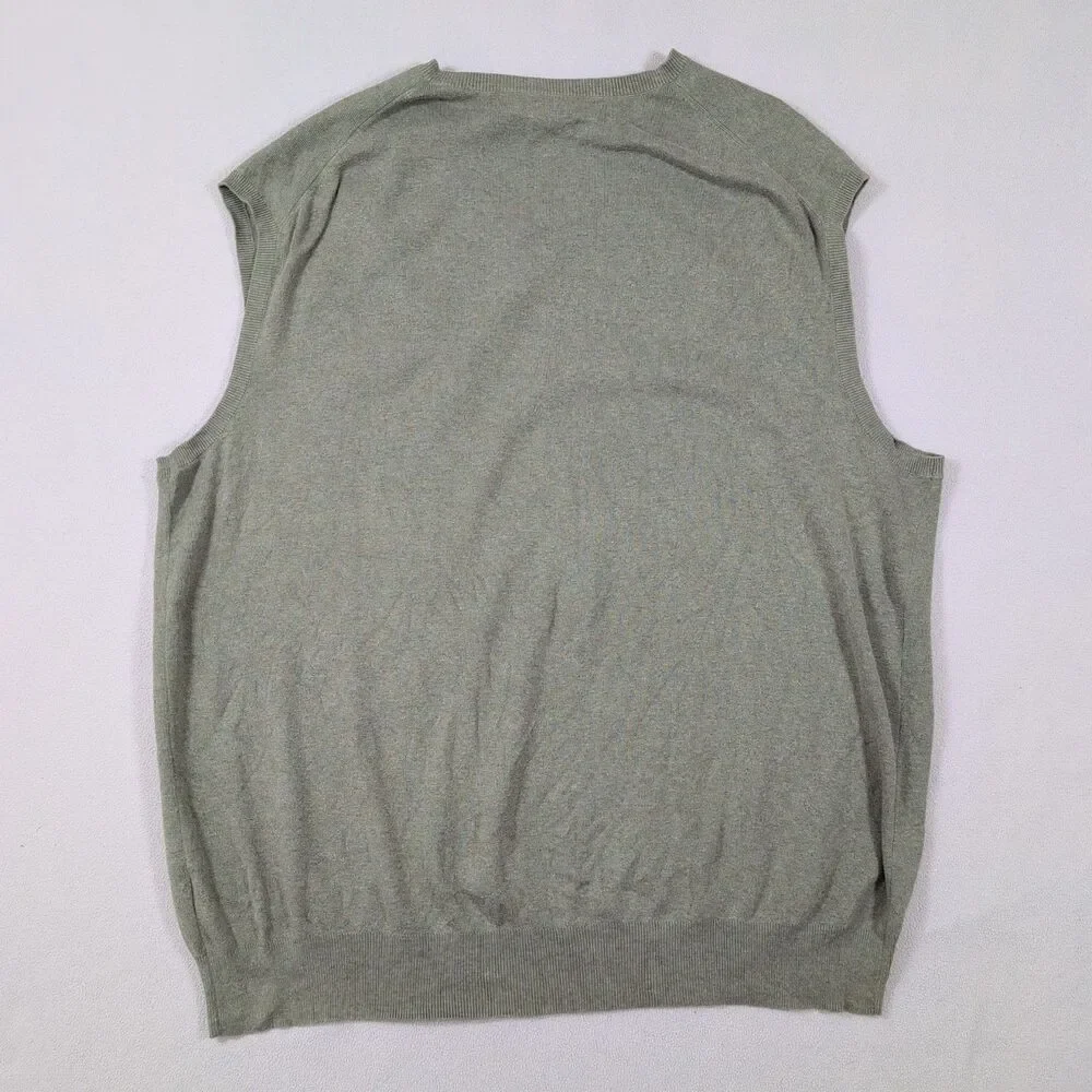 Vtg Polo Ralph Lauren Sweater Vest 3XLT Tall Green Pima Cotton V Neck Pony Logo